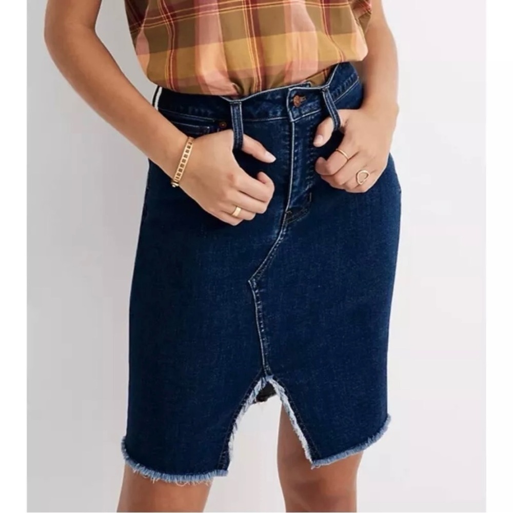 NEW MADEWELL Stretch Denim Pegged Skirt in Bellhaven Wash